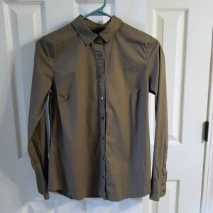 J. Crew Women's Perfect Stretch Military Green Button Down Shirt